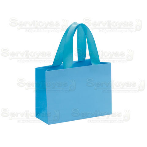 Bolsa De Papel Mate Chica Con Listón Azul Claro (paq. 10pzas) 2811.LB