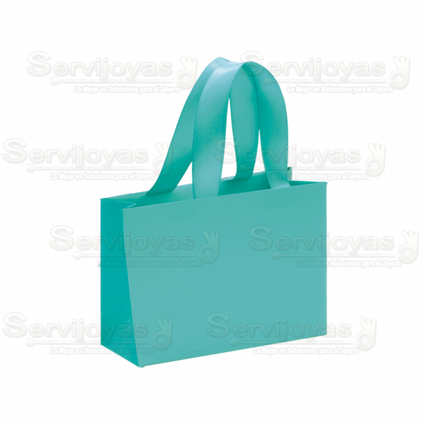 Bolsa De Papel Mate Chica Con Listón Aqua Medidas: 12x5x9cm 2811.AQ