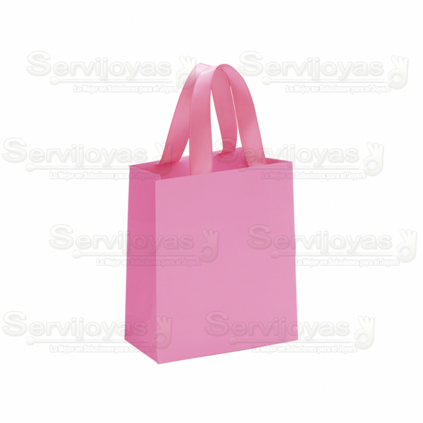 Bolsa De Papel Mate Mediana Con Listón Rosa Medidas: 11.5x6x14cm 2812.PK