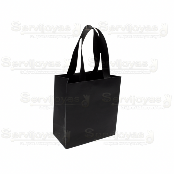 Bolsa De Papel Mate Mediana Con Listón Negro Medidas: 11.5x6x14cm 2812.BK