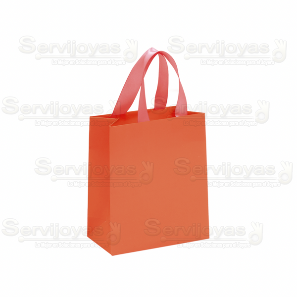 Bolsa De Papel Mate Mediana Con Listón Coral Medidas: 11.5x6x14cm 2812.CO