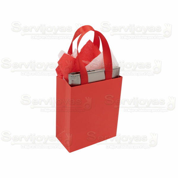 Bolsa De Papel Mate Mediana Con Listón Rojo Medidas: 11.5x6x14cm 2812.RD
