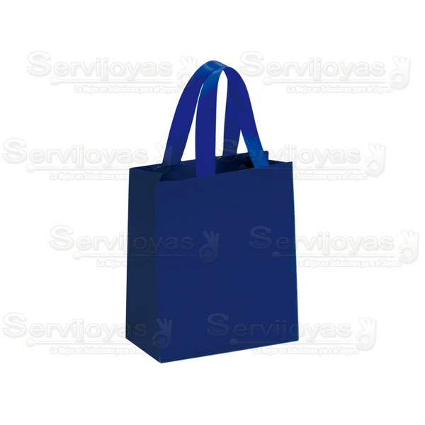 Bolsa De Papel Mate Mediana Con Listón Azul Medidas: 11.5x6x14cm 2812.BL