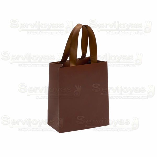 Bolsa De Papel Mate Mediana Con Listón Café Medidas: 11.5x6x14cm 2812.BR