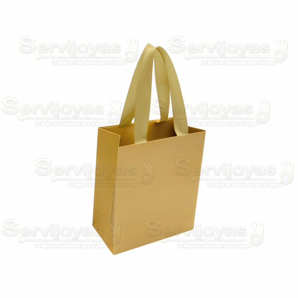 Bolsa De Papel Mate Grande Con Listón Dorado Medidas: 18x9.5x22.5cm 2814.GD