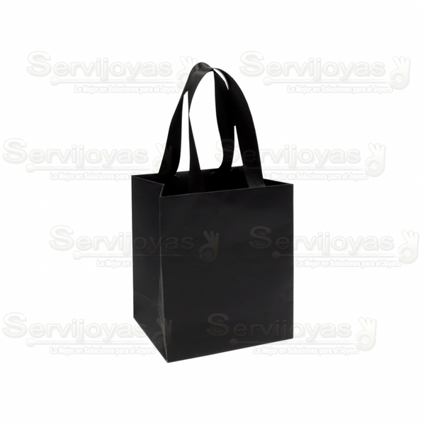 Bolsa De Papel Mate Grande Con Listón Negro Medidas: 18x9.5x22.5cm 2814.BK