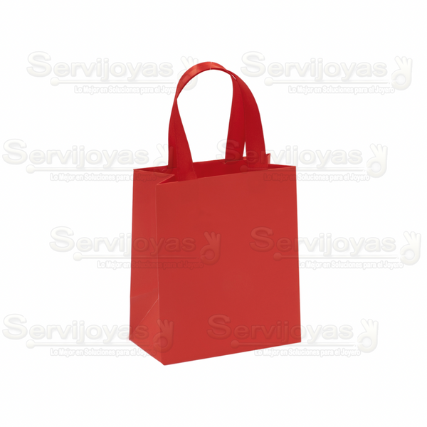 Bolsa De Papel Mate Grande Con Listón Rojo Medidas: 18x9.5x22.5cm 2814.RD