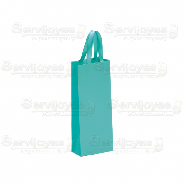 Bolsa De Papel Mate Alargada Con Listón Aqua Medidas: 9x5x23cm 2813.AQ