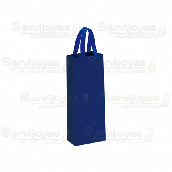 Bolsa De Papel Mate Alargada Con Listón Azul Medidas: 9x5x23cm 2813.BL