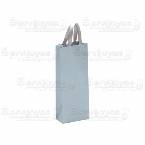 Bolsa De Papel Mate Alargada Con Listón Plata Medidas: 9x5x23cm 2813.SL