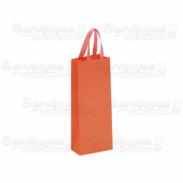 Bolsa De Papel Mate Alargada Con Listón Coral Medidas: 9x5x23cm 2813.CO