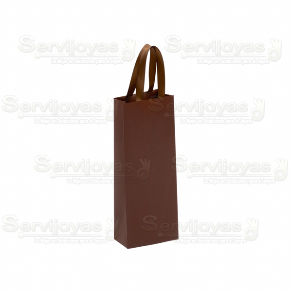 Bolsa De Papel Mate Alargada Con Listón Café Medidas: 9x5x23cm 2813.BR