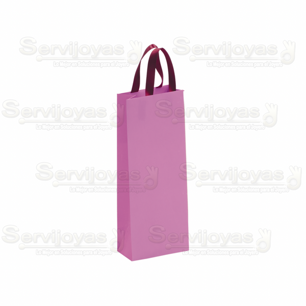 Bolsa De Papel Mate Alargada Con Listón Lila Medidas: 9x5x23cm 2813.VT