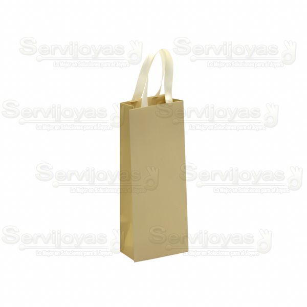 Bolsa De Papel Mate Alargada Con Listón Dorado Medidas: 9x5x23cm 2813.GD