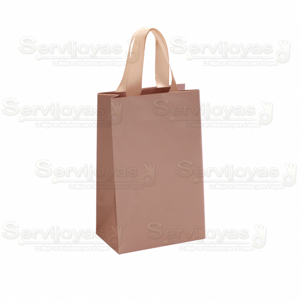 Bolsa De Papel Mate Extra Grande Con Listón Oro Rosado Medidas: 21x13x33.5cm 2815.RG