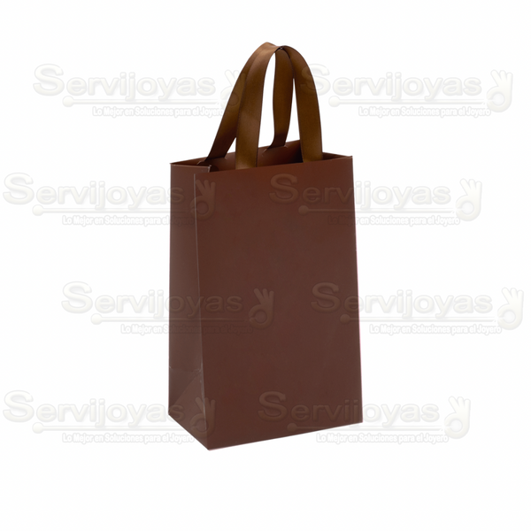 Bolsa De Papel Mate Extra Grande Con Listón Café Medidas: 21x13x33.5cm 2815.BR