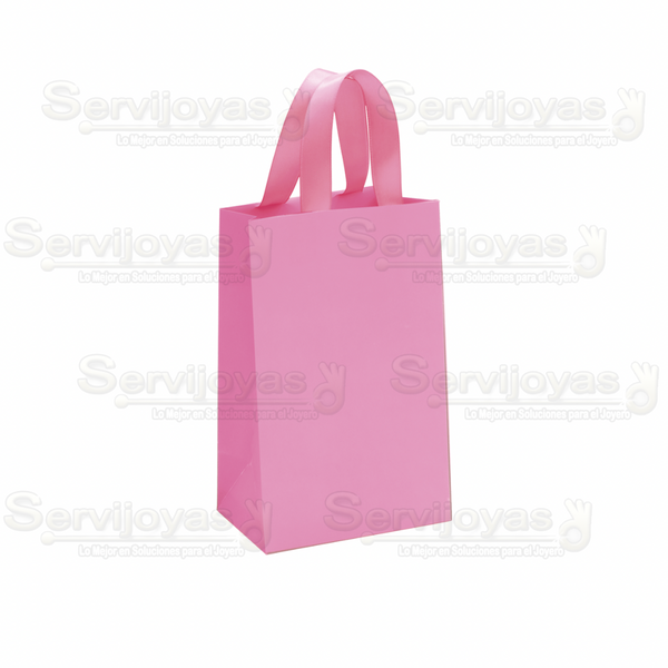 Bolsa De Papel Mate Extra Grande Con Listón Rosa Medidas: 21x13x33.5cm 2815.PK