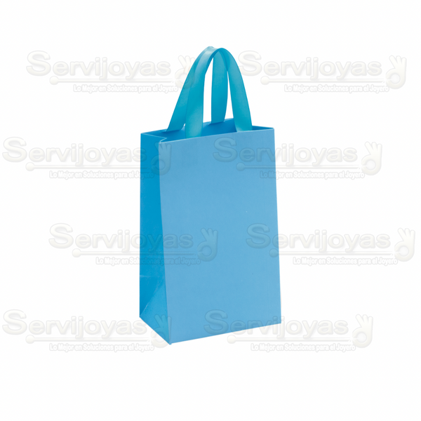 Bolsa De Papel Mate Extra Grande Con Listón Azul Claro Medidas: 21x13x33.5cm 2815.LB