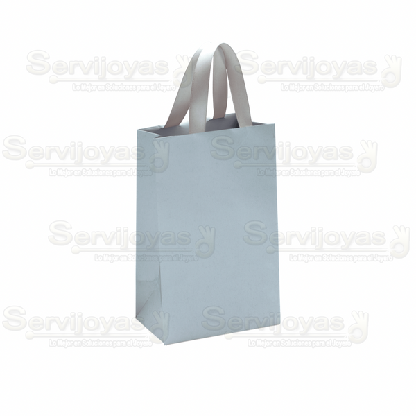 Bolsa De Papel Mate Extra Grande Con Listón Plata Medidas: 21x13x33.5cm 2815.SL