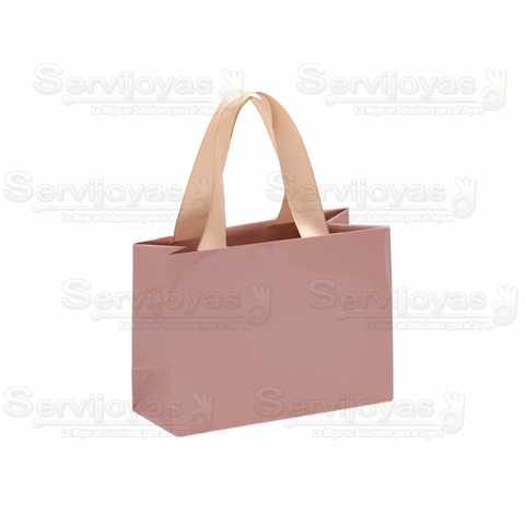 Bolsa De Papel Brillante Chica Con Listón Oro Rosa (paq. 10pzas) 2911.RG