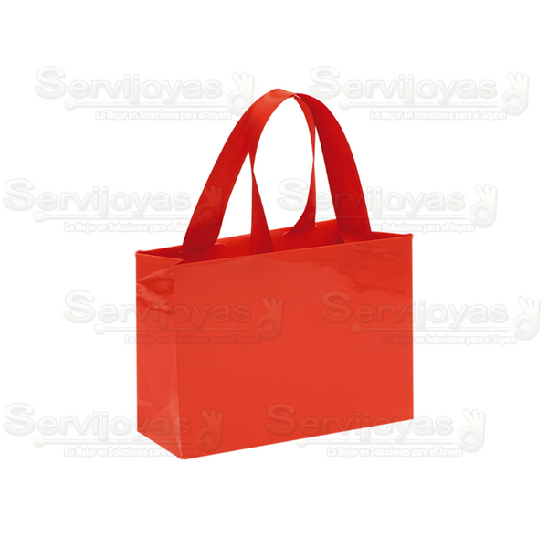 Bolsa De Papel Brillante Chica Con Listón Roja Medidas: 12x5x9cm 2911.RD
