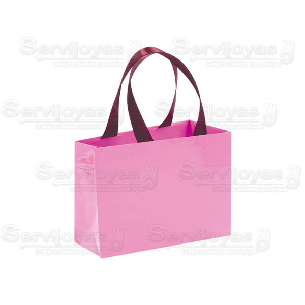 Bolsa De Papel Brillante Chica Con Listón Lila Medidas: 12x5x9cm 2911.VT