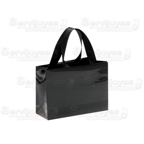 Bolsa De Papel Brillante Chica Con Listón Negro Medidas: 12x5x9cm 2911.BK