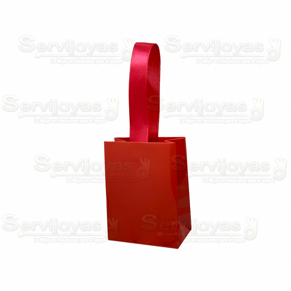 Bolsa De Papel Brillante Mini Con Listón Roja Medidas: 6x3.5x8cm 2910.RD