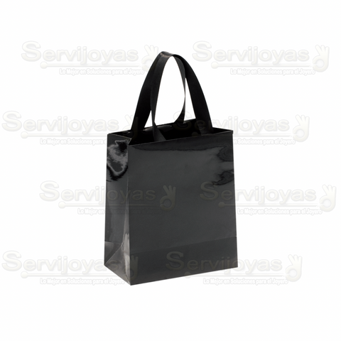 Bolsa De Papel Brillante Mediana Con Listón Negro (paq. 10pzas) 2912.BK