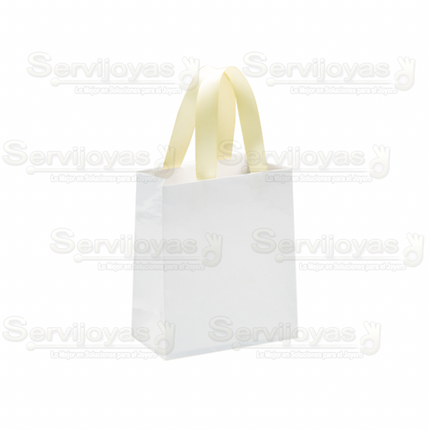 Bolsa De Papel Brillante Mediana Con Listón Blanco (paq. 10pzas) 2912.WH