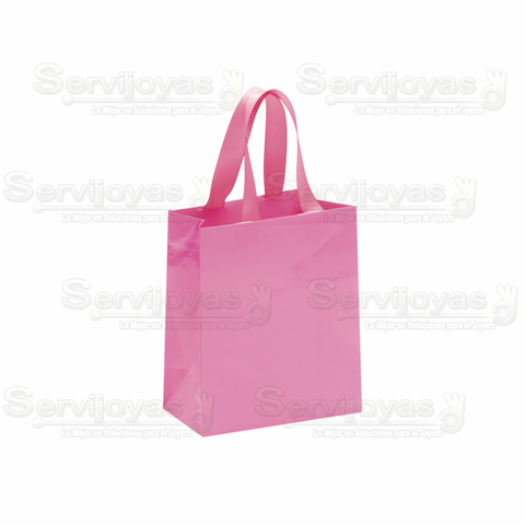 Bolsa De Papel Brillante Grande Con Listón Rosa (paq. 10pzas) 2914.PK