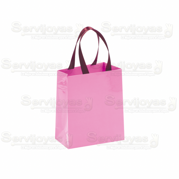 Bolsa De Papel Brillante Grande Con Listón Lila Medidas: 18x9.5x22.5cm 2914.VT