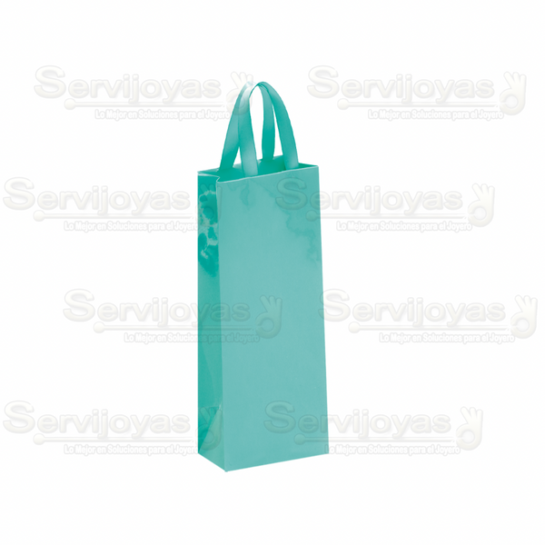 Bolsa De Papel Brillante Alargada Con Listón Aqua Medidas: 9x5x23cm 2913.AQ