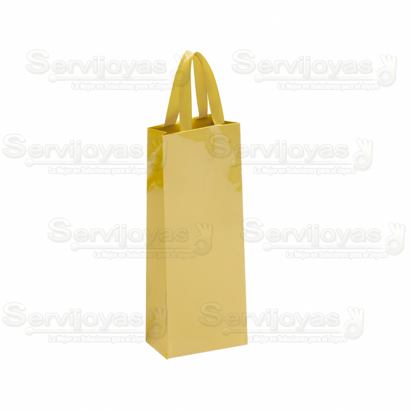 Bolsa De Papel Brillante Alargada Con Listón Dorado Medidas: 9x5x23cm 2913.GD