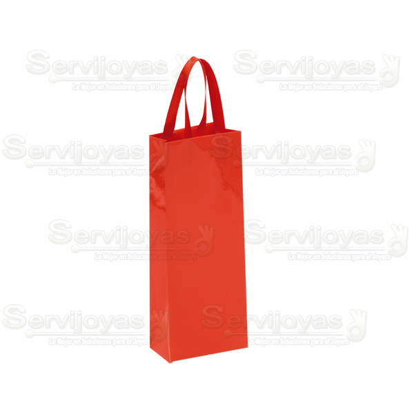 Bolsa De Papel Brillante Alargada Con Listón Rojo Medidas: 9x5x23cm 2913.RD