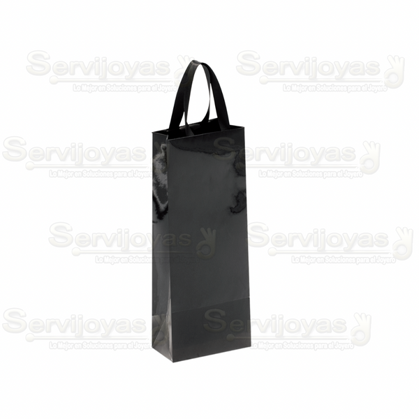 Bolsa De Papel Brillante Alargada Con Listón Negro Medidas: 9x5x23cm 2913.BK