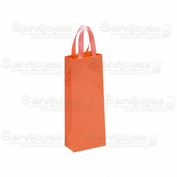 Bolsa De Papel Brillante Alargada Con Listón Coral Medidas: 9x5x23cm 2913.CO