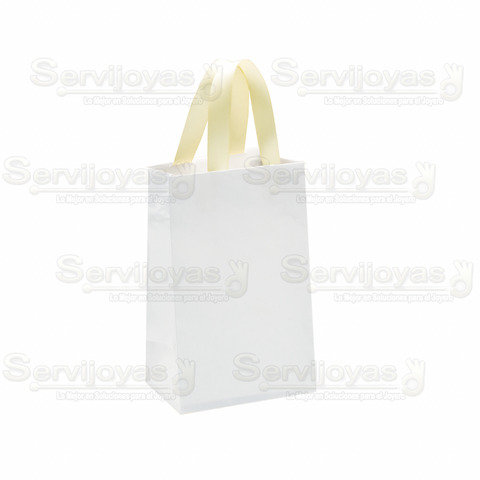 Bolsa De Papel Brillante Extra Grande Con Listón Blanco (paq. 10pzas) 2915.WH