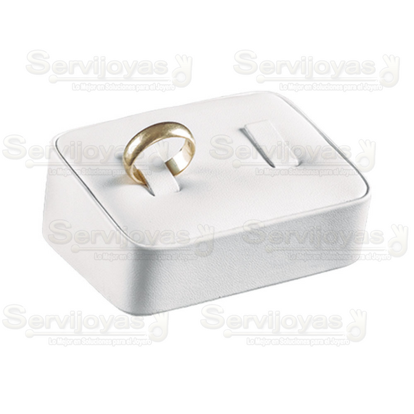 Exhibidor Imitación Piel Blanco para 2 Anillos Medidas: 8.5x7x4cm 5844.WH