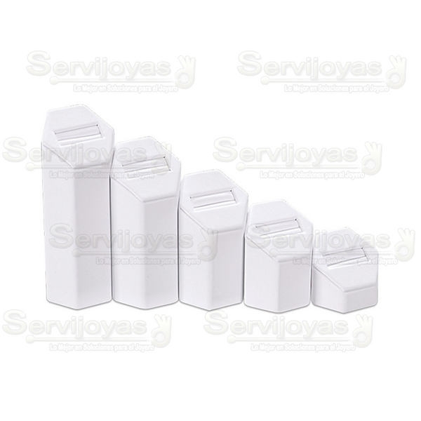 Exhibidor Imitación Piel Blanco 5 Torres Hexagonales para Anillo 5948.WH