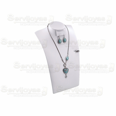 Cuello Elegante Grande con Aretes y Anillo Vinipiel Blanca 5989.WH