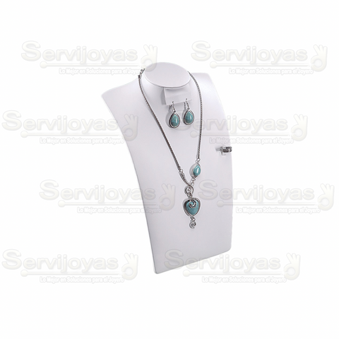 EXHIBIDOR IMITACIÓN PIEL CUELLO ELEGANTE GRANDE PARA COLLAR ARETES Y ANILLO - BLANCO 5989.WH