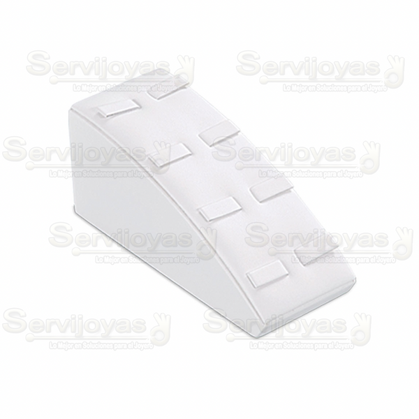 Exhibidor Imitación Piel Blanco para 4 Pares de Argollas Medidas: 5.5x13x5.6cm 6007.WH