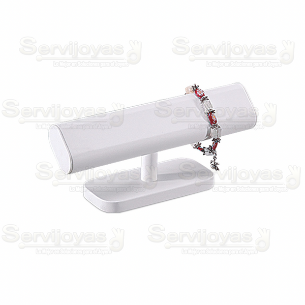 EXHIBIDOR IMITACIÓN PIEL BARRA OVALADA PARA PULSERAS - BLANCO 5908.WH