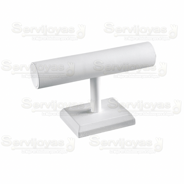 Exhibidor Imitación Piel Blanco Barra para Pulseras Medidas: 25x5.2x12.3cm 5907.WH