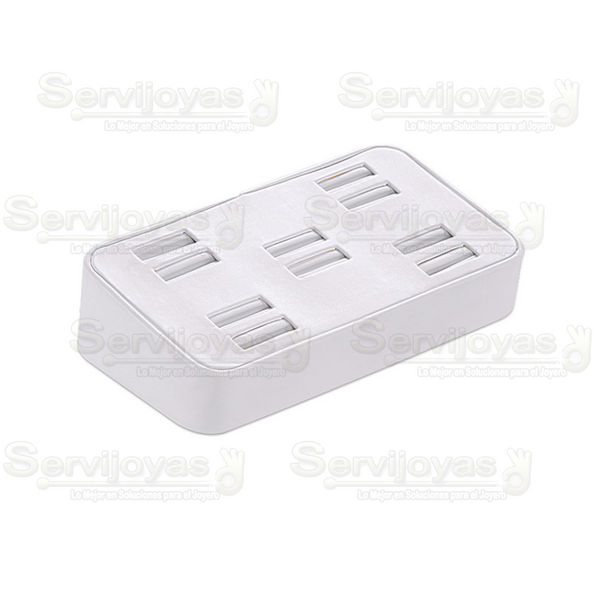 Exhibidor Imitación Piel Blanco Base para 5 Pares de Argollas Medidas: 16.8x9.6x4.5cm 5938.WH