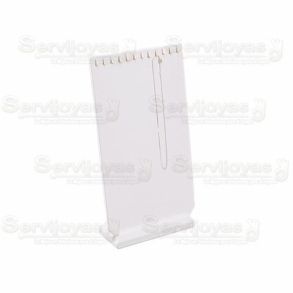 Exhibidor Imitación Piel Blanco Vertical Sencillo para 12 Cadenas Medidas: 18x7.5x33cm 5812.WH