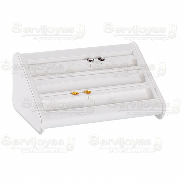 Exhibidor Imitación Piel Blanco Base para 12 Aretes Medidas: 21.2x15.5x10.3cm 5954.WH
