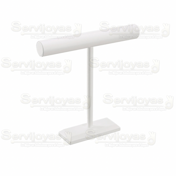 Exhibidor Imitación Piel Blanco Barra para Cadenas Medidas: 30x7x30.8cm 5808.WH