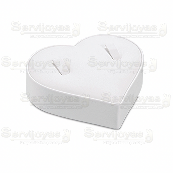 Exhibidor Imitación Piel Blanco Corazón para Argollas Medidas: 11x9.3x2.3cm 6004.WH